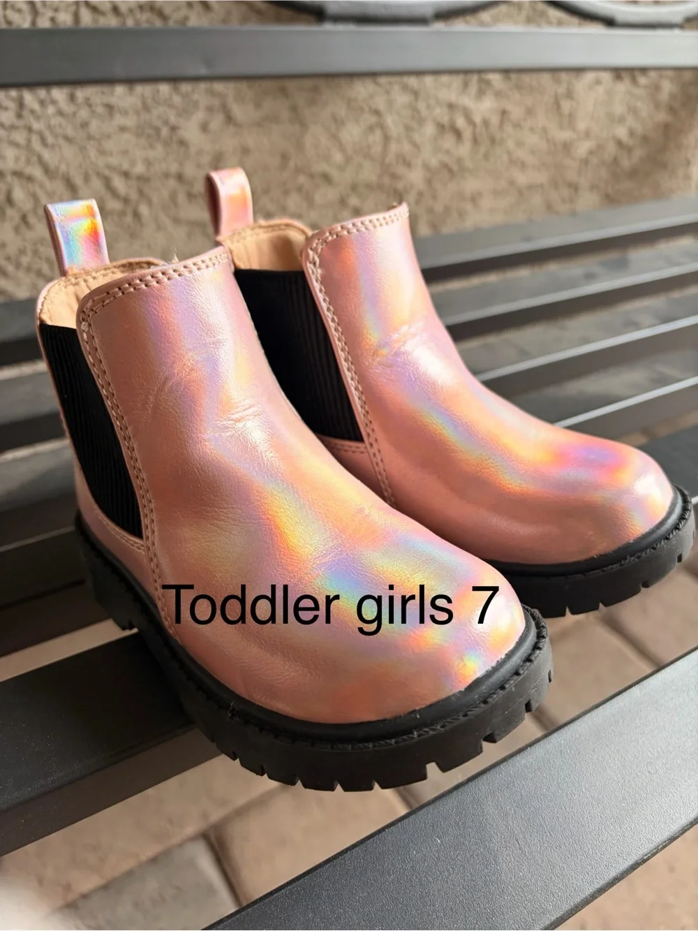 Old Navy Iridescent Pink Chelsea Boots for Toddler Girls
